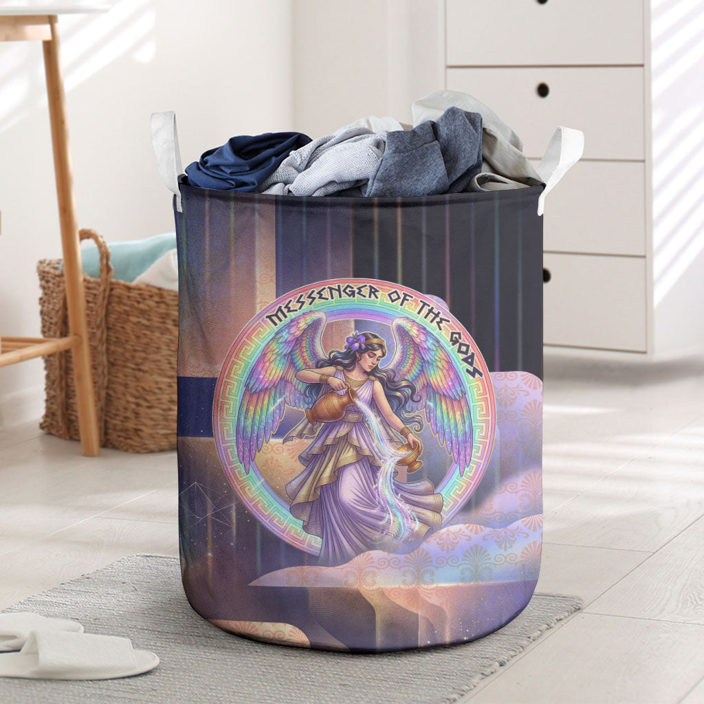 Iris Goddess Laundry Basket Rainbow Winged Iris - Pitcher Lyre And Greek Key