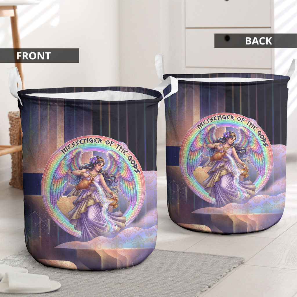 Iris Goddess Laundry Basket Rainbow Winged Iris - Pitcher Lyre And Greek Key