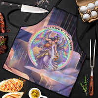 Iris Goddess Apron Rainbow Winged Iris - Pitcher Lyre And Greek Key