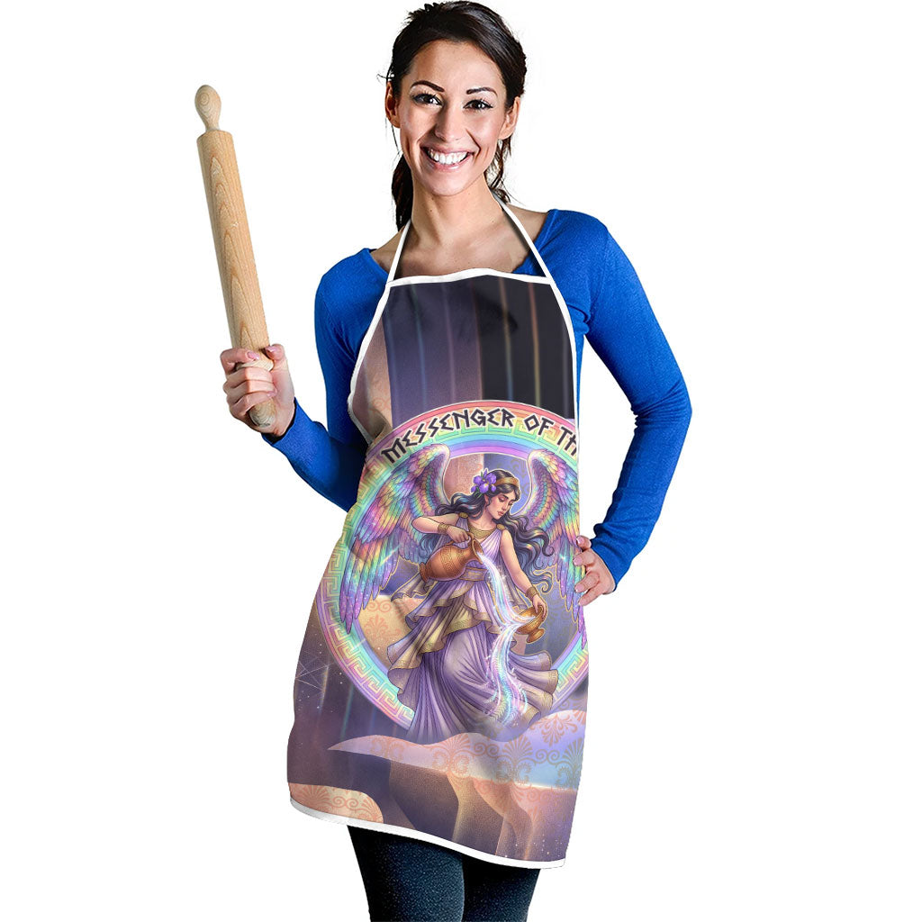 Iris Goddess Apron Rainbow Winged Iris - Pitcher Lyre And Greek Key