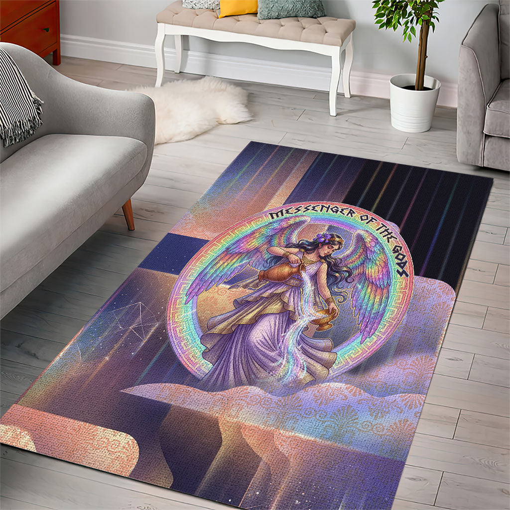 Iris Goddess Area Rug Rainbow Winged Iris - Pitcher Lyre And Greek Key