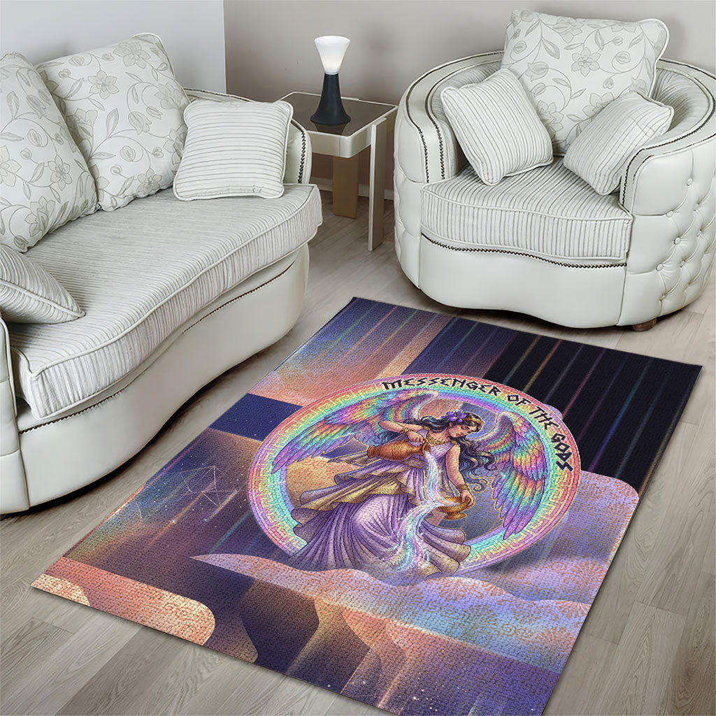 Iris Goddess Area Rug Rainbow Winged Iris - Pitcher Lyre And Greek Key