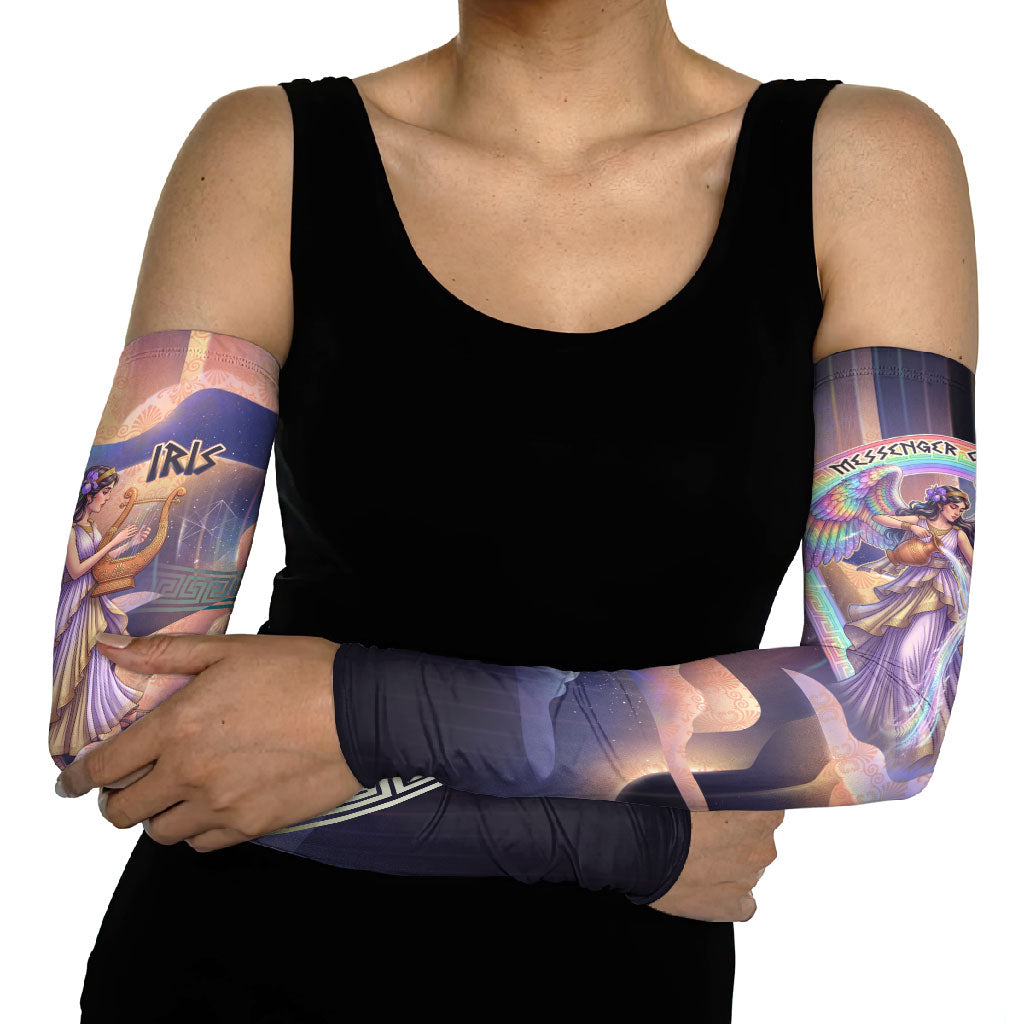 Iris Goddess Arm Sleeves Rainbow Winged Iris - Pitcher Lyre And Greek Key