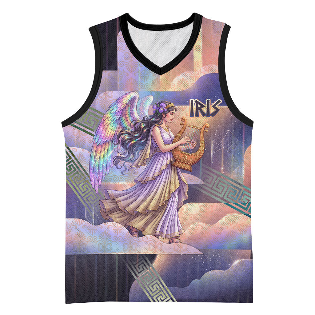 Iris Goddess Basketball Jersey Rainbow Winged Iris - Pitcher Lyre And Greek Key