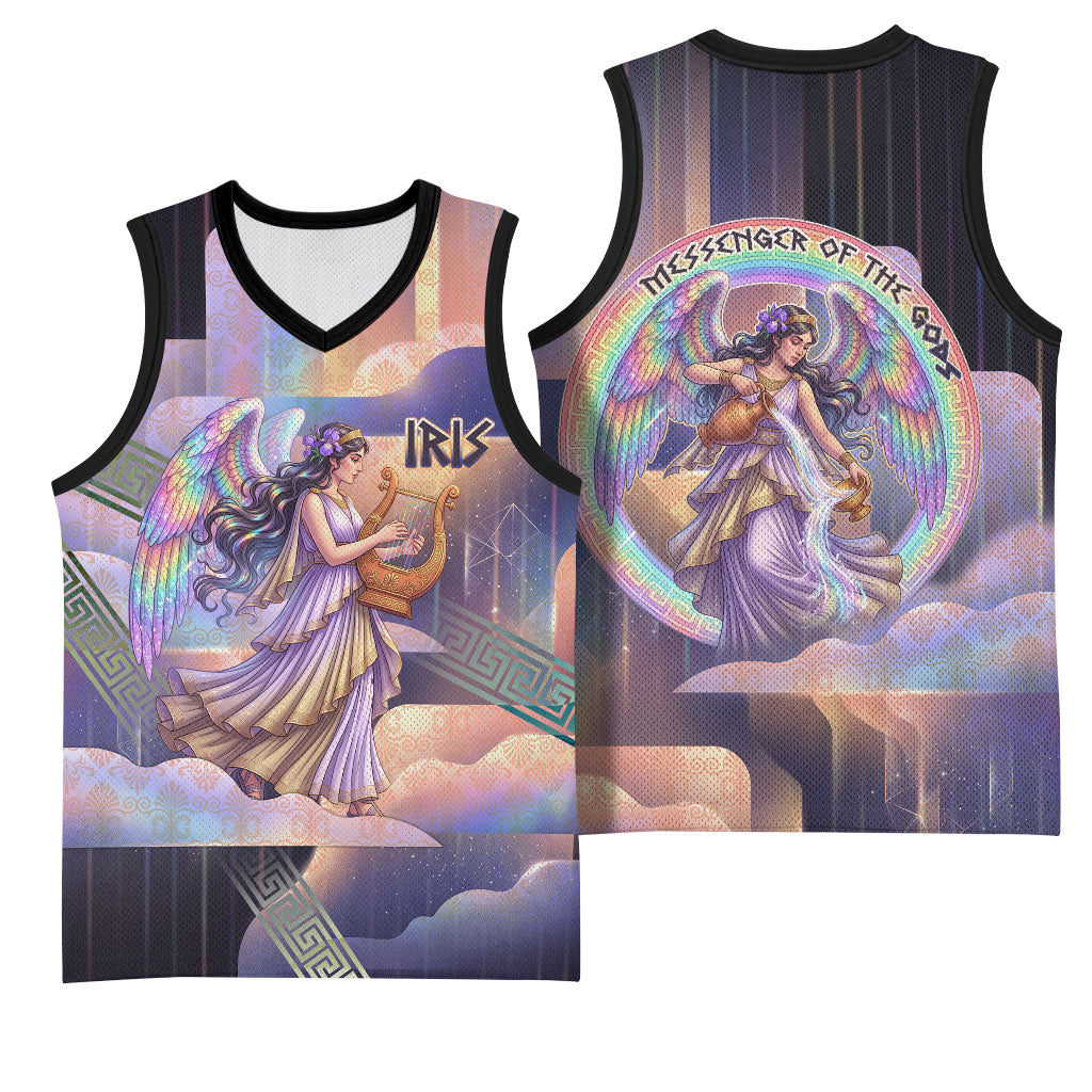 Iris Goddess Basketball Jersey Rainbow Winged Iris - Pitcher Lyre And Greek Key