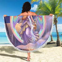 Iris Goddess Beach Blanket Rainbow Winged Iris - Pitcher Lyre And Greek Key