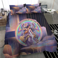 Iris Goddess Bedding Set Rainbow Winged Iris - Pitcher Lyre And Greek Key