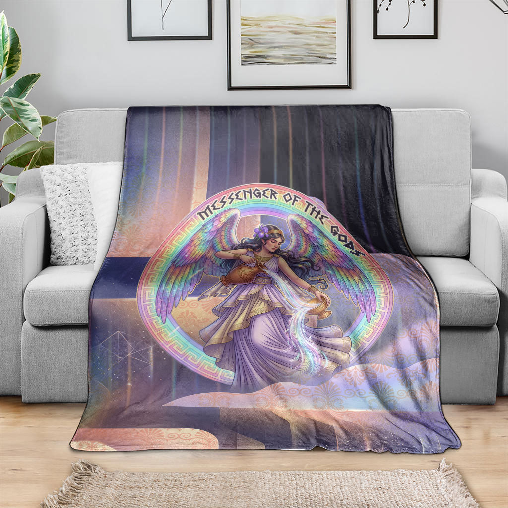 Iris Goddess Blanket Rainbow Winged Iris - Pitcher Lyre And Greek Key