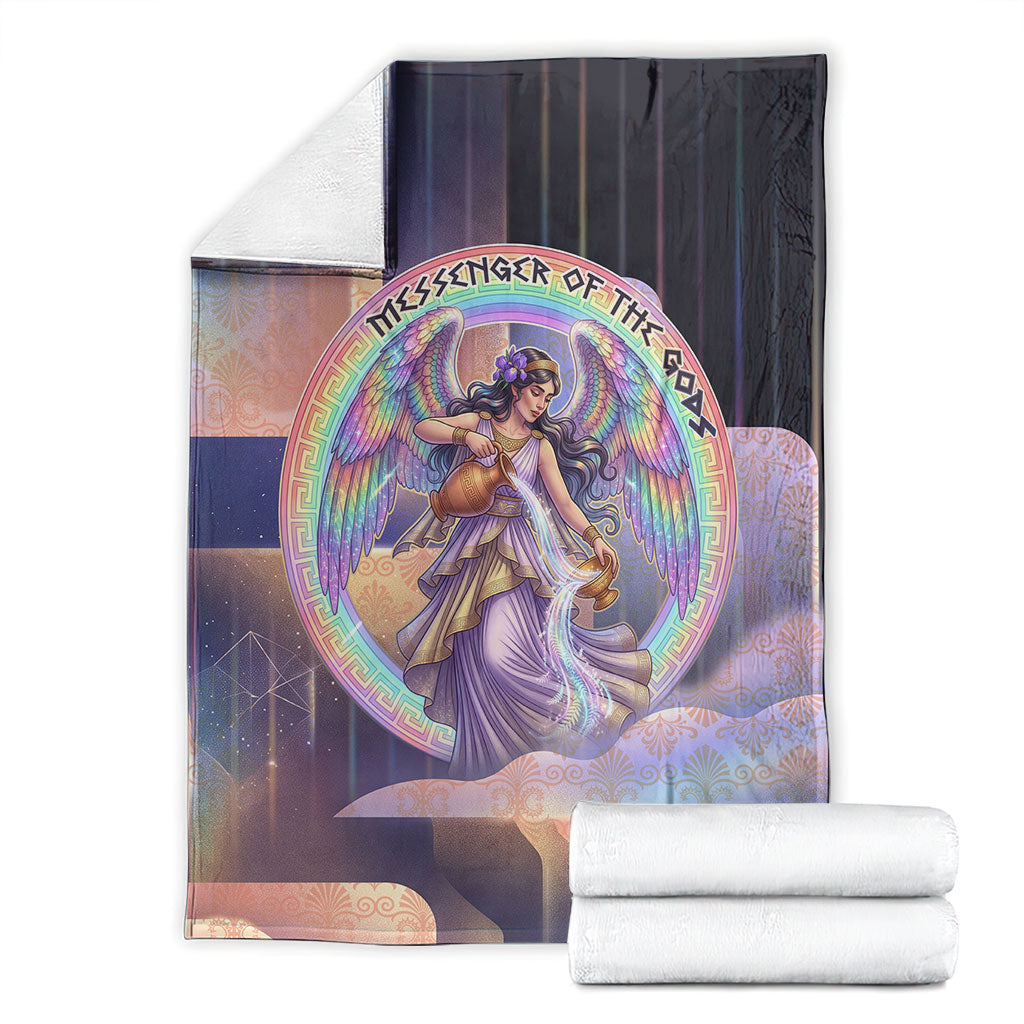 Iris Goddess Blanket Rainbow Winged Iris - Pitcher Lyre And Greek Key