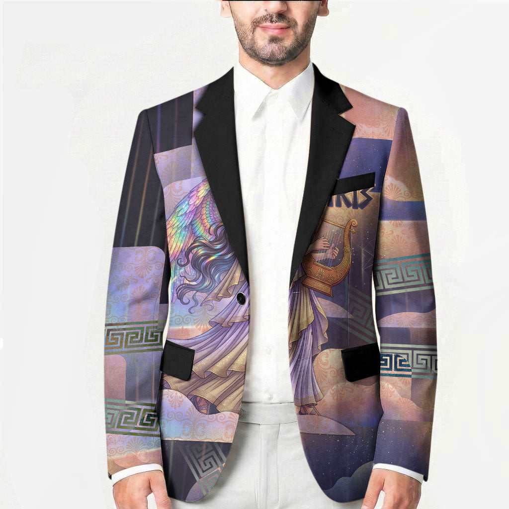 Iris Goddess Blazer Rainbow Winged Iris - Pitcher Lyre And Greek Key