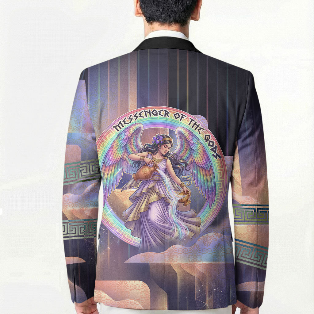 Iris Goddess Blazer Rainbow Winged Iris - Pitcher Lyre And Greek Key