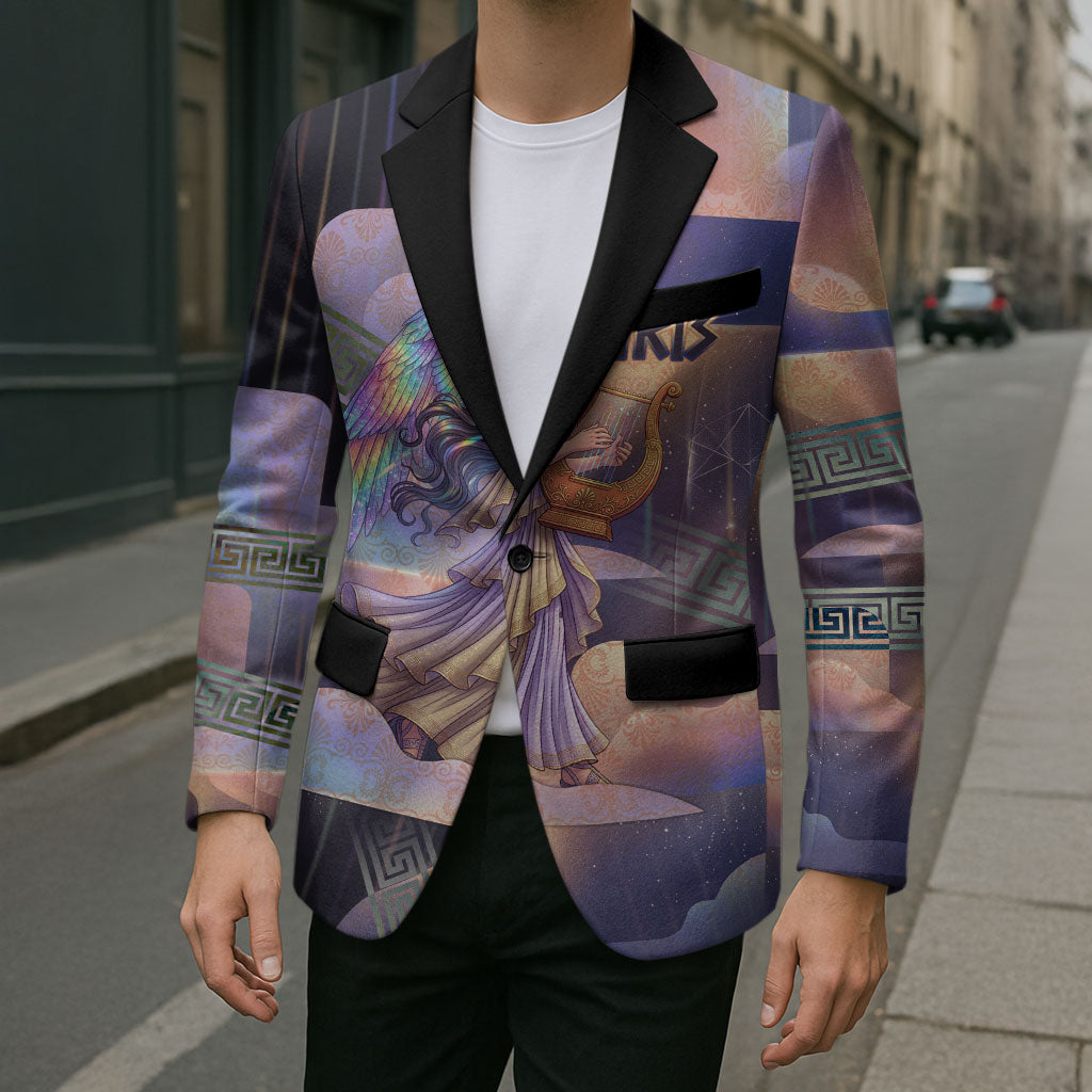 Iris Goddess Blazer Rainbow Winged Iris - Pitcher Lyre And Greek Key