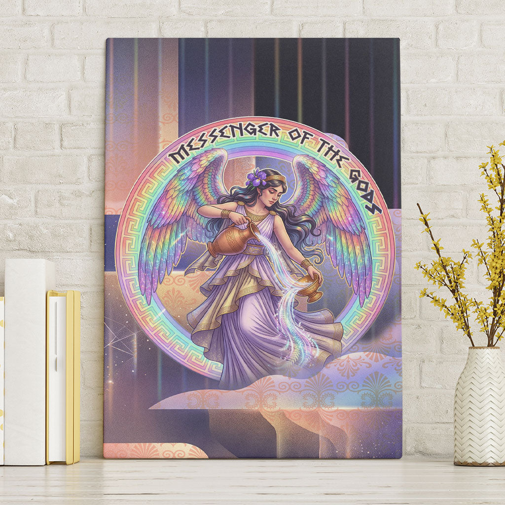 Iris Goddess Canvas Wall Art Rainbow Winged Iris - Pitcher Lyre And Greek Key