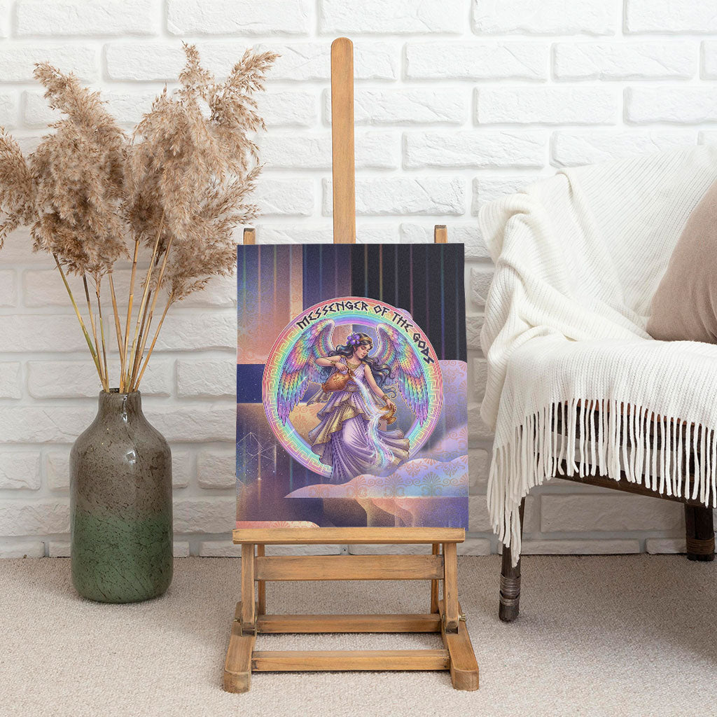 Iris Goddess Canvas Wall Art Rainbow Winged Iris - Pitcher Lyre And Greek Key