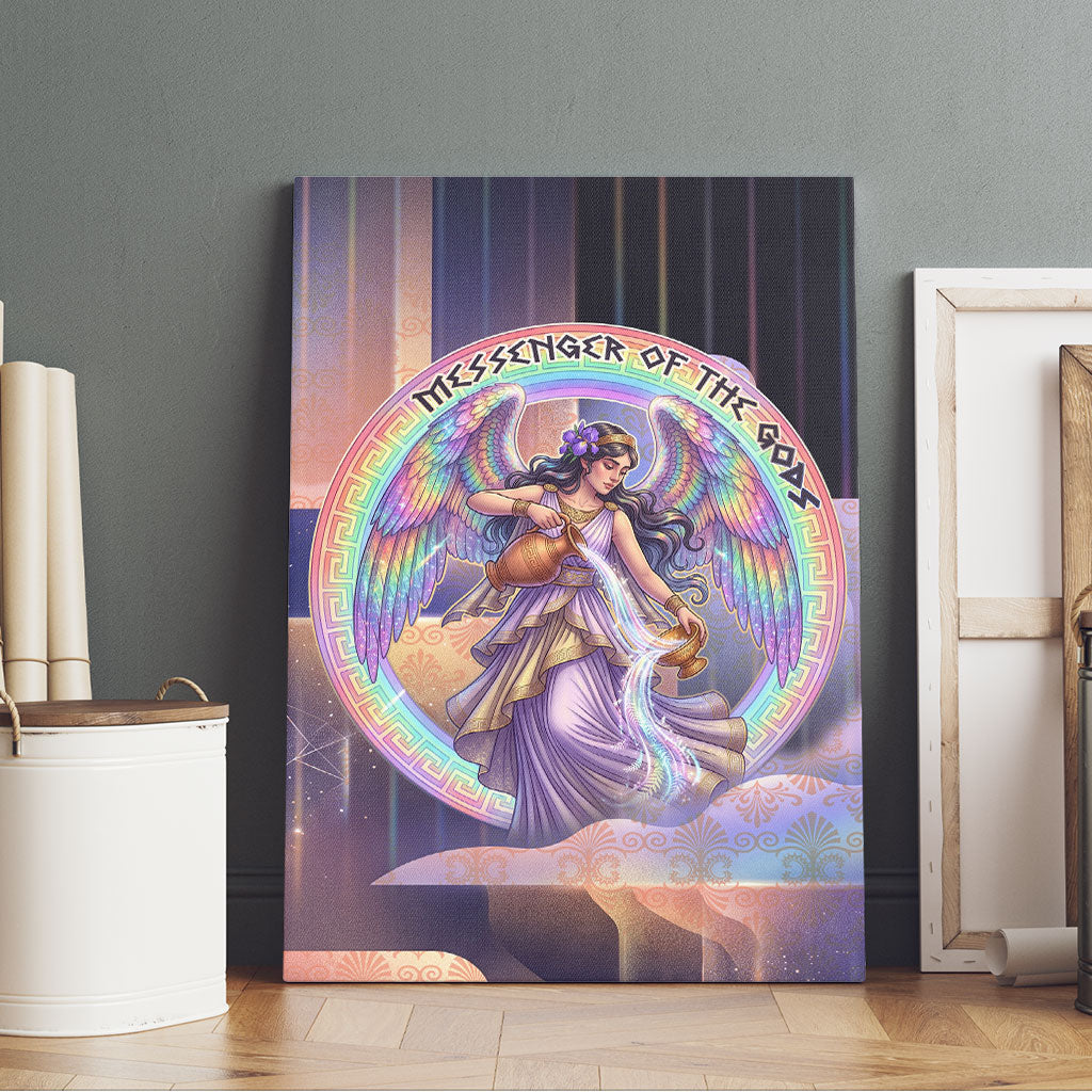 Iris Goddess Canvas Wall Art Rainbow Winged Iris - Pitcher Lyre And Greek Key