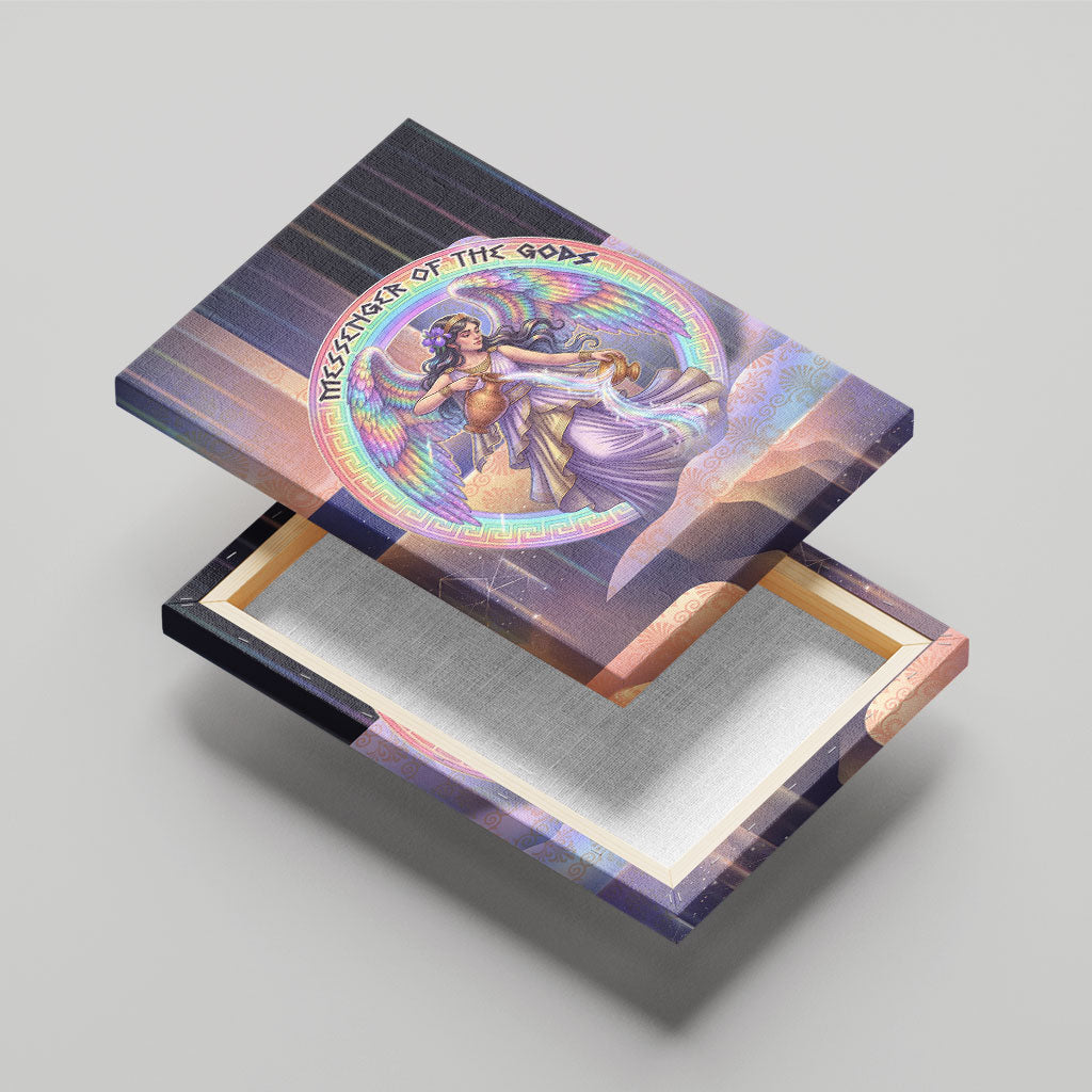 Iris Goddess Canvas Wall Art Rainbow Winged Iris - Pitcher Lyre And Greek Key