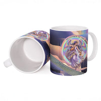 Iris Goddess Ceramic Mug Rainbow Winged Iris - Pitcher Lyre And Greek Key