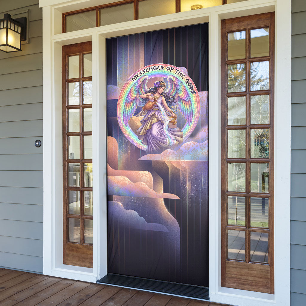 Iris Goddess Door Cover Rainbow Winged Iris - Pitcher Lyre And Greek Key