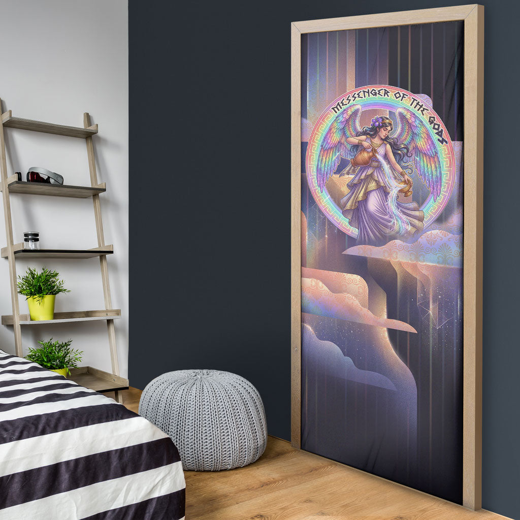 Iris Goddess Door Cover Rainbow Winged Iris - Pitcher Lyre And Greek Key