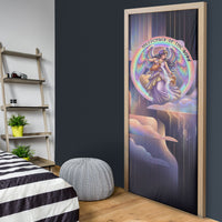 Iris Goddess Door Cover Rainbow Winged Iris - Pitcher Lyre And Greek Key
