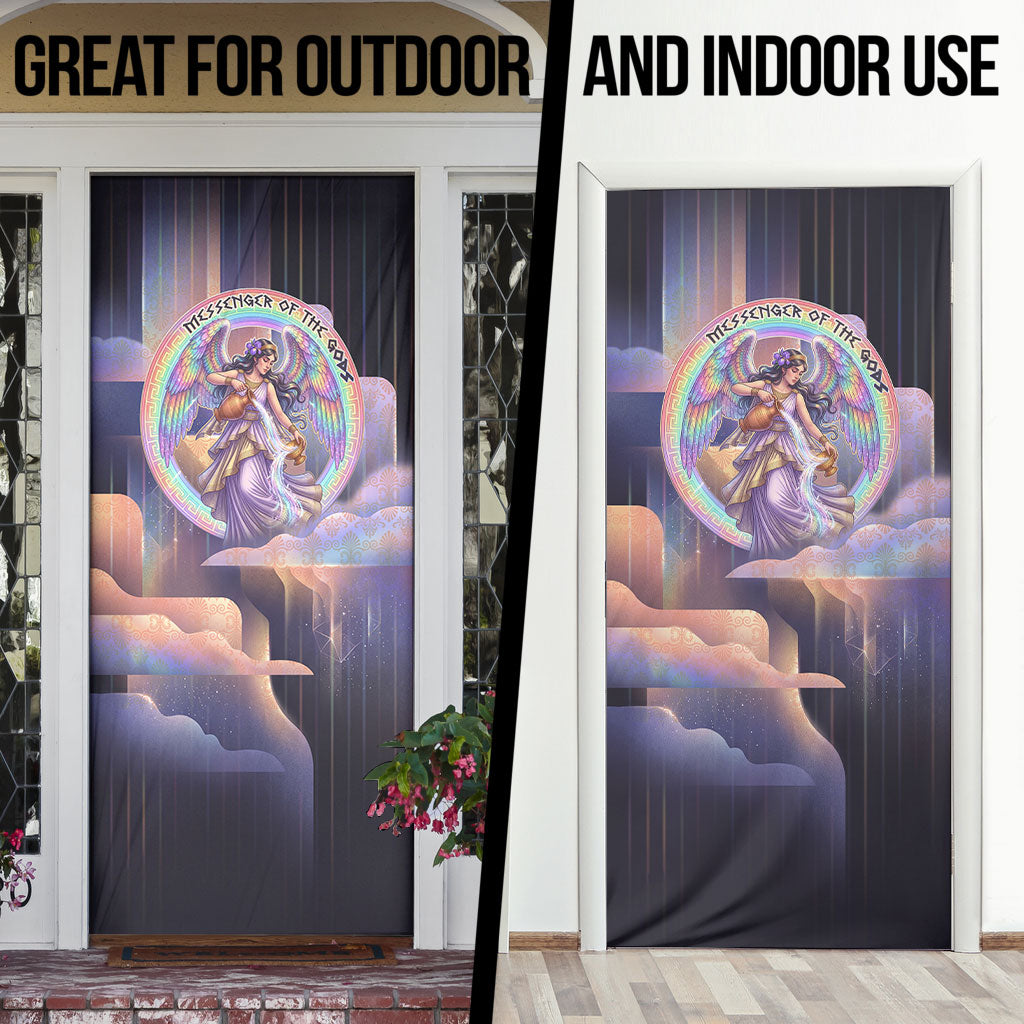 Iris Goddess Door Cover Rainbow Winged Iris - Pitcher Lyre And Greek Key