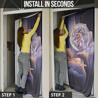 Iris Goddess Door Cover Rainbow Winged Iris - Pitcher Lyre And Greek Key