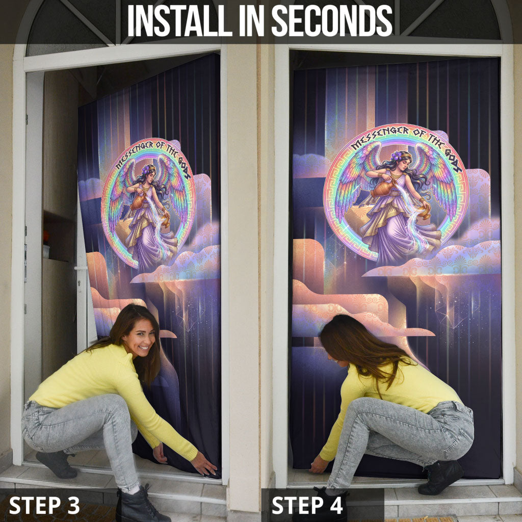 Iris Goddess Door Cover Rainbow Winged Iris - Pitcher Lyre And Greek Key
