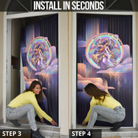 Iris Goddess Door Cover Rainbow Winged Iris - Pitcher Lyre And Greek Key