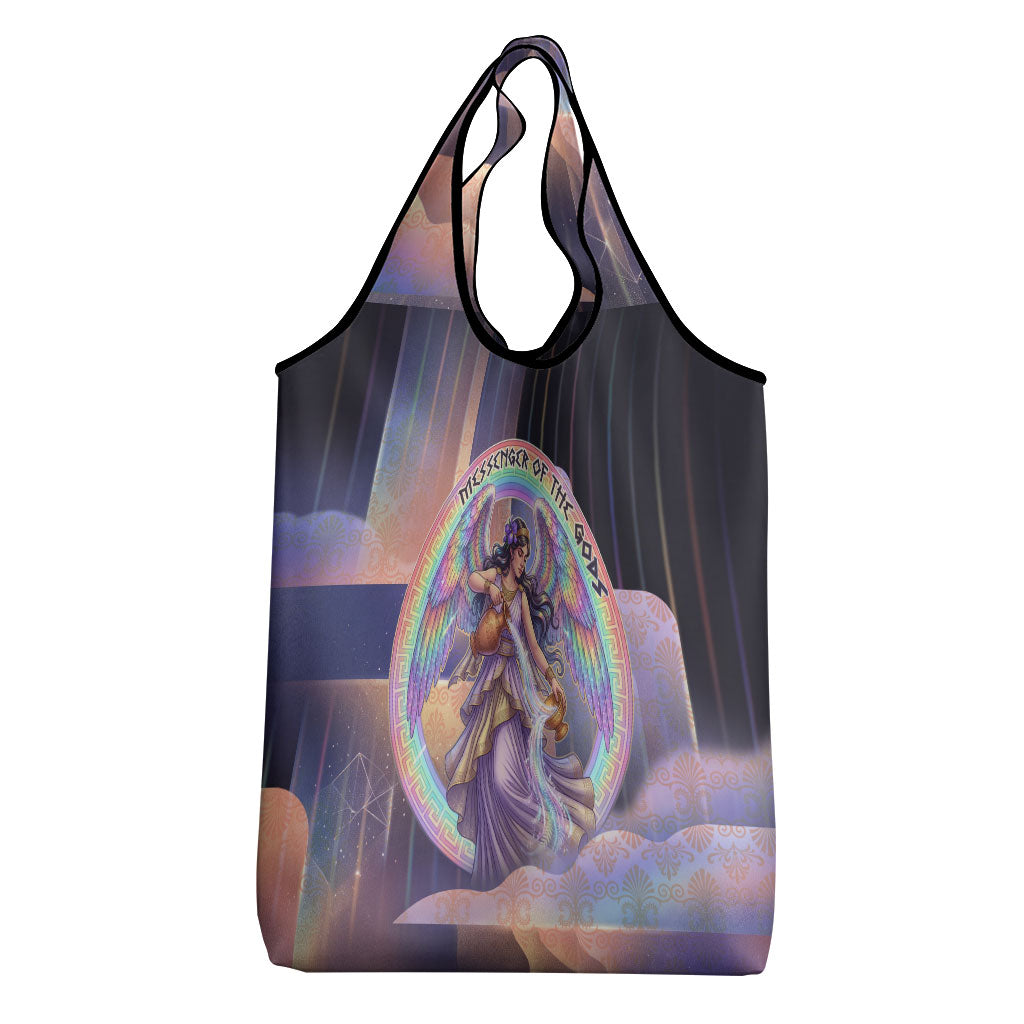 Iris Goddess Grocery Bag Rainbow Winged Iris - Pitcher Lyre And Greek Key