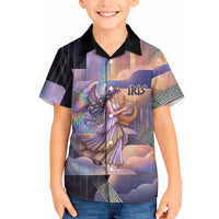 Iris Goddess Hawaiian Shirt Rainbow Winged Iris - Pitcher Lyre And Greek Key