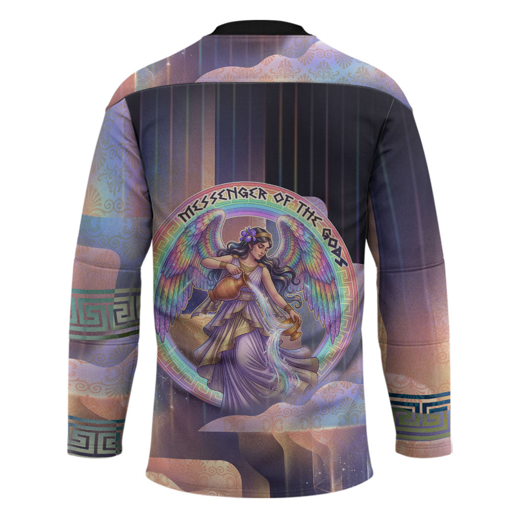 Iris Goddess Hockey Jersey Rainbow Winged Iris - Pitcher Lyre And Greek Key