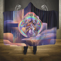 Iris Goddess Hooded Blanket Rainbow Winged Iris - Pitcher Lyre And Greek Key
