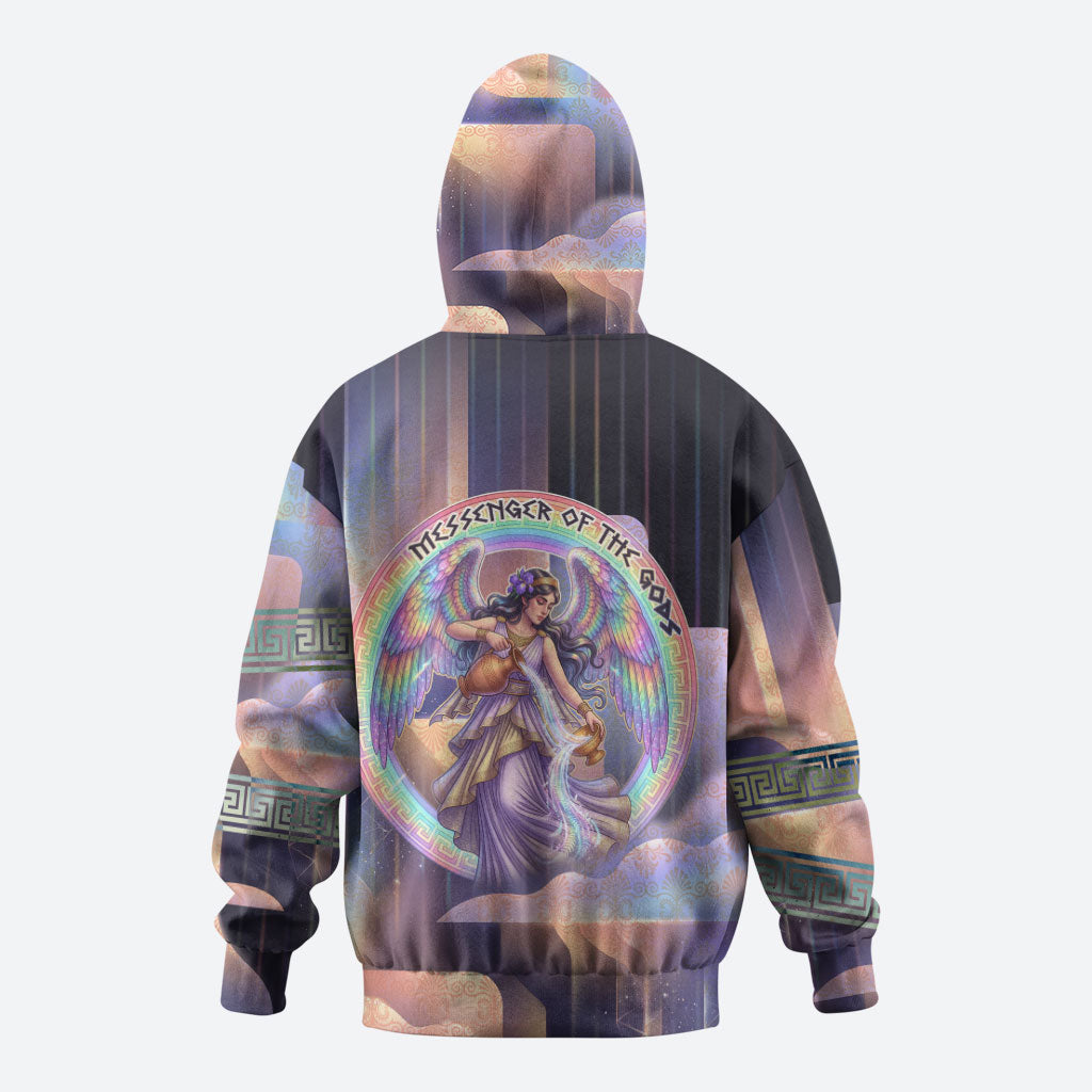 Iris Goddess Hoodie Rainbow Winged Iris - Pitcher Lyre And Greek Key