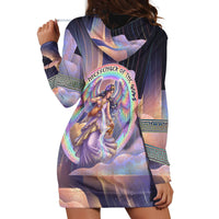Iris Goddess Hoodie Dress Rainbow Winged Iris - Pitcher Lyre And Greek Key