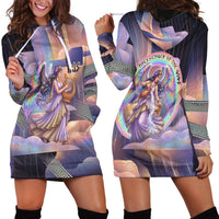 Iris Goddess Hoodie Dress Rainbow Winged Iris - Pitcher Lyre And Greek Key