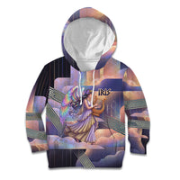 Iris Goddess Kid Hoodie Rainbow Winged Iris - Pitcher Lyre And Greek Key
