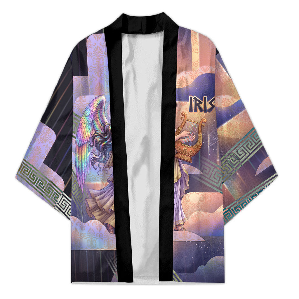 Iris Goddess Kimono Rainbow Winged Iris - Pitcher Lyre And Greek Key