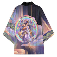 Iris Goddess Kimono Rainbow Winged Iris - Pitcher Lyre And Greek Key