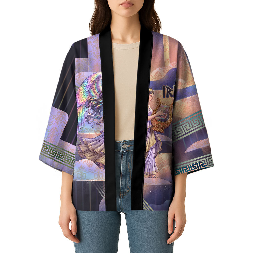 Iris Goddess Kimono Rainbow Winged Iris - Pitcher Lyre And Greek Key
