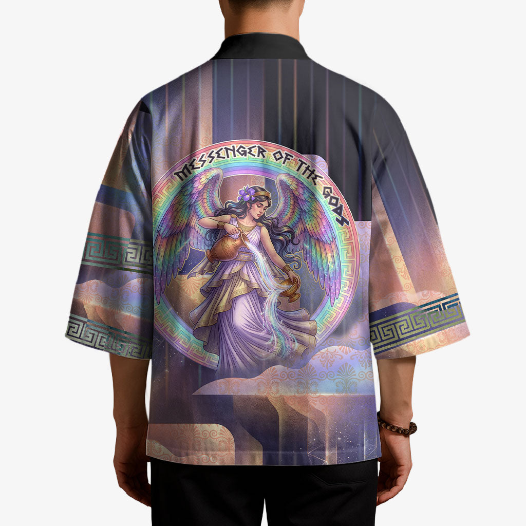 Iris Goddess Kimono Rainbow Winged Iris - Pitcher Lyre And Greek Key