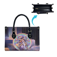Iris Goddess Leather Bag Rainbow Winged Iris - Pitcher Lyre And Greek Key