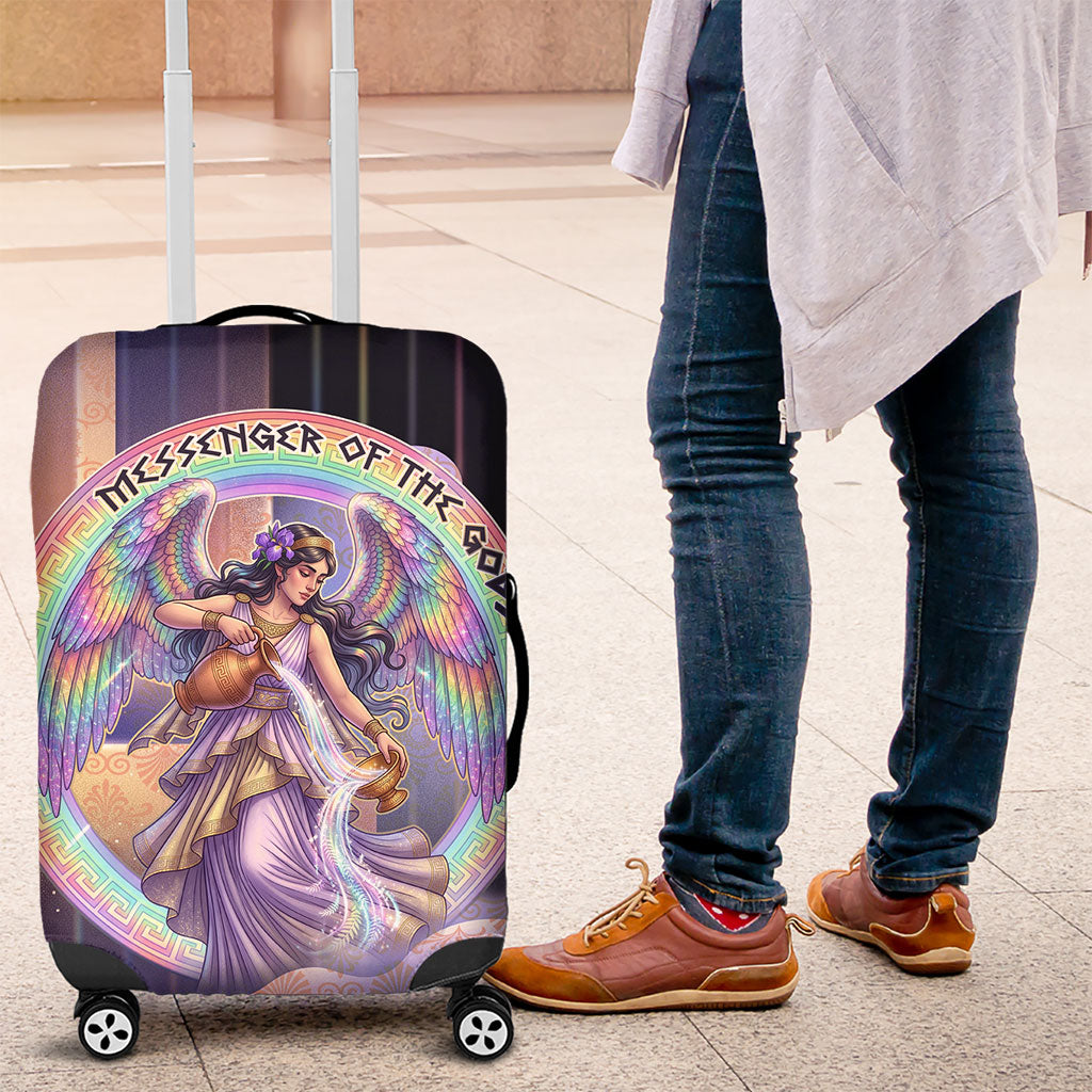 Iris Goddess Luggage Cover Rainbow Winged Iris - Pitcher Lyre And Greek Key