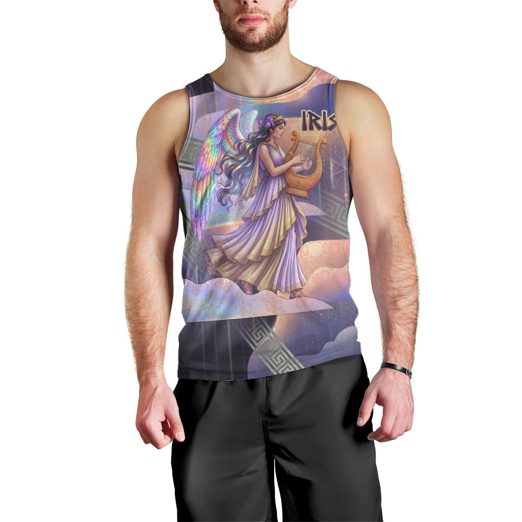 Iris Goddess Men Tank Top Rainbow Winged Iris - Pitcher Lyre And Greek Key