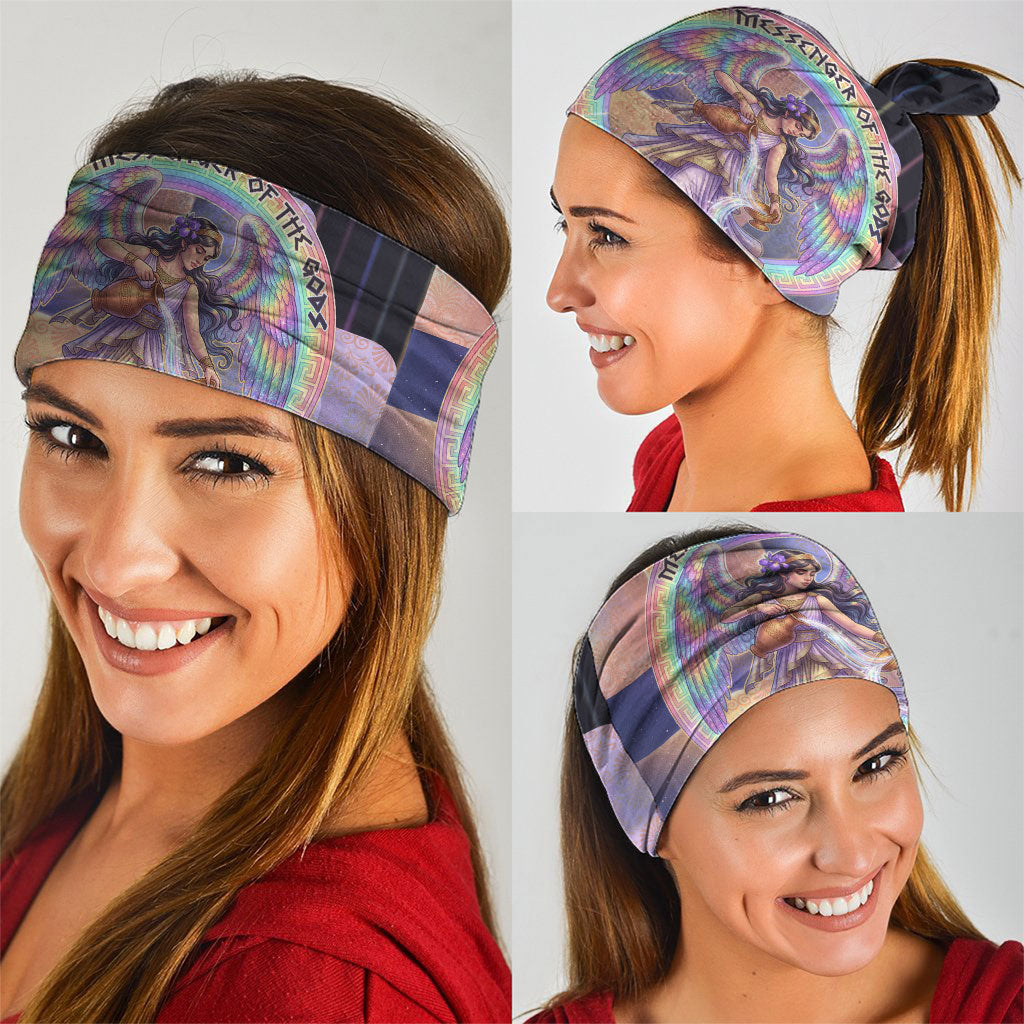 Iris Goddess Neck Gaiter Rainbow Winged Iris - Pitcher Lyre And Greek Key