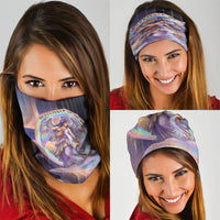 Iris Goddess Neck Gaiter Rainbow Winged Iris - Pitcher Lyre And Greek Key