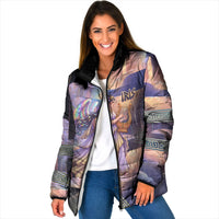 Iris Goddess Padded Jacket Rainbow Winged Iris - Pitcher Lyre And Greek Key