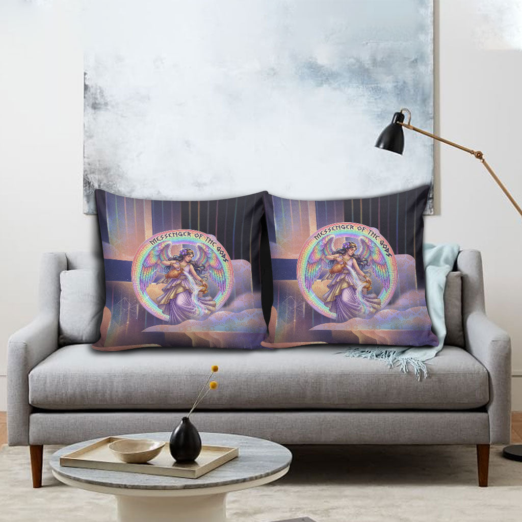 Iris Goddess Pillow Cover Rainbow Winged Iris - Pitcher Lyre And Greek Key