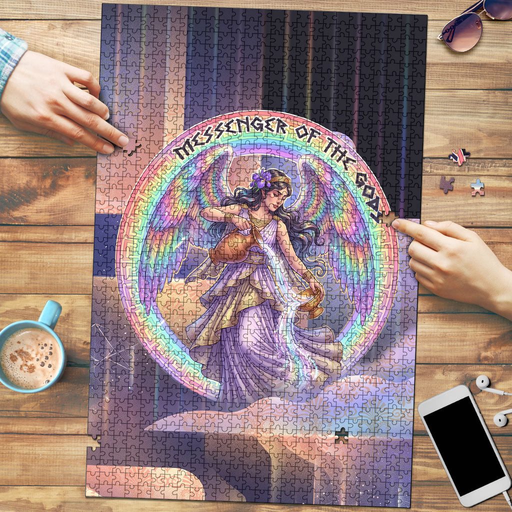 Iris Goddess Puzzle Rainbow Winged Iris - Pitcher Lyre And Greek Key