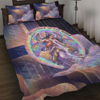 Iris Goddess Quilt Bed Set Rainbow Winged Iris - Pitcher Lyre And Greek Key