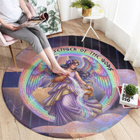 Iris Goddess Round Carpet Rainbow Winged Iris - Pitcher Lyre And Greek Key